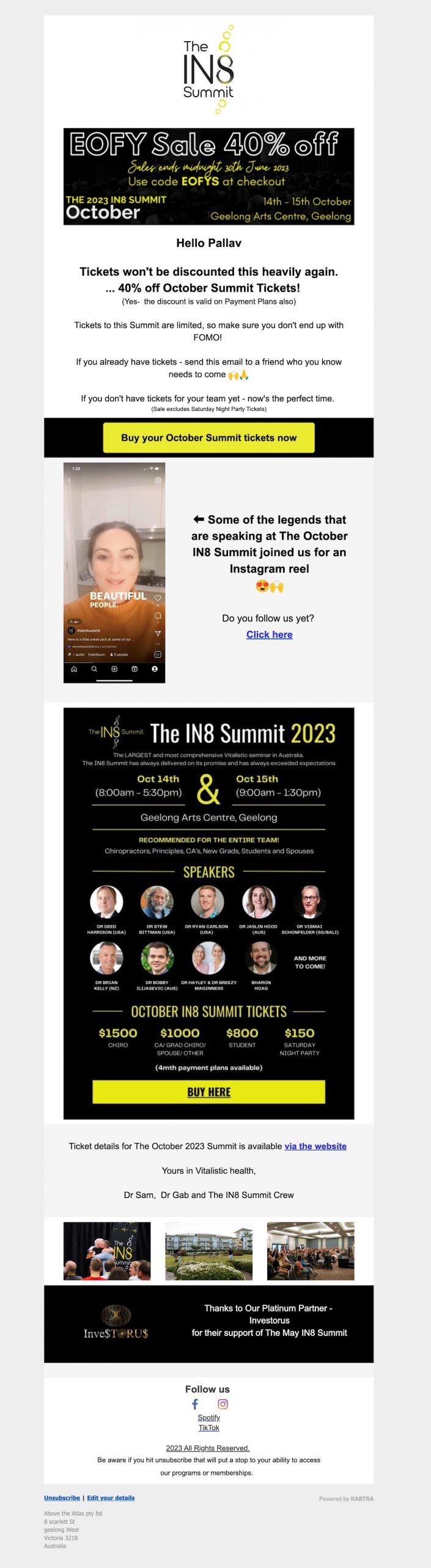 Sample invitation email to attend a summit